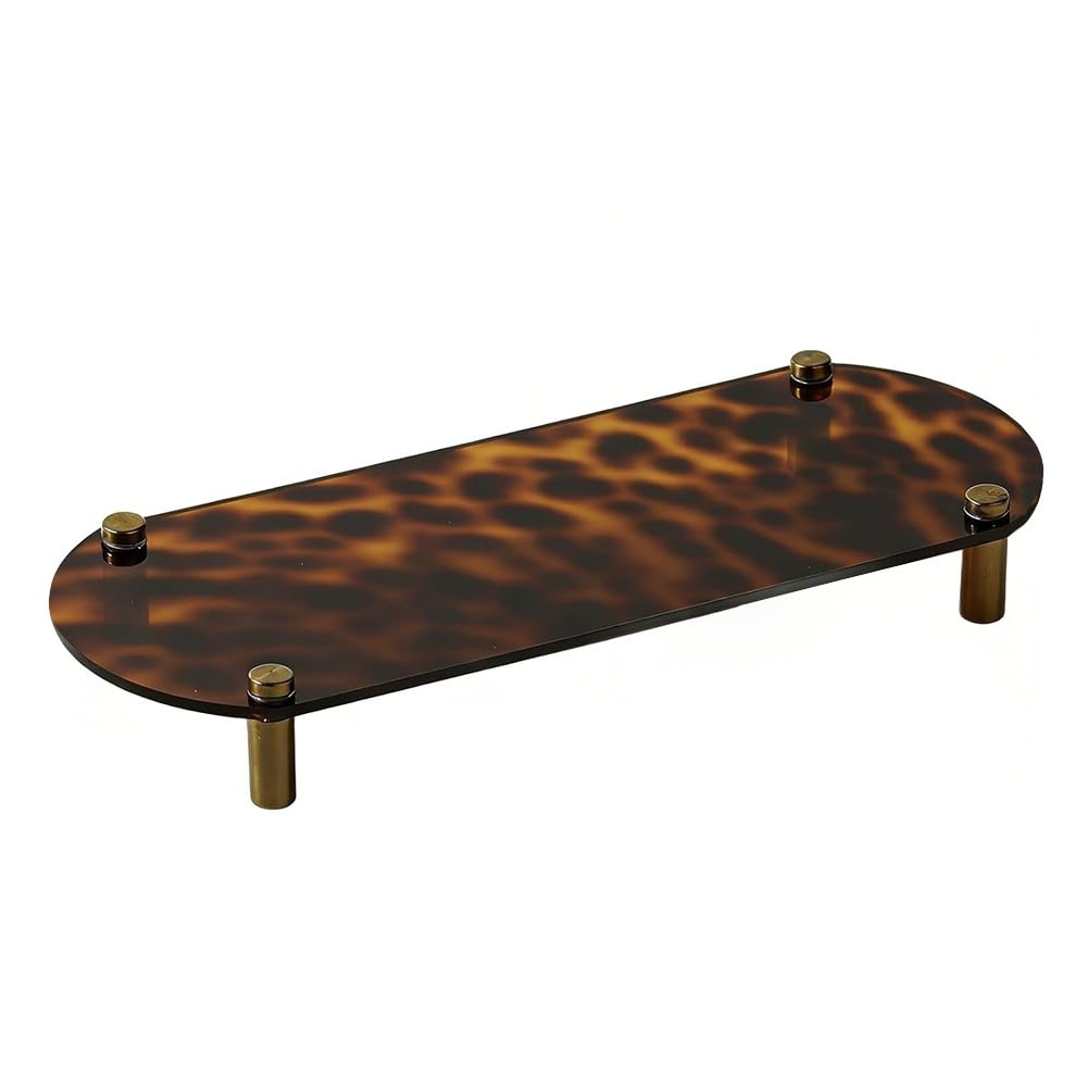 CTRLZS Tortoise Print Acrylic Tray Organizer, Vanity Leopard Tray Nightstand Dresser or Bathroom Vanity Tray Organizer