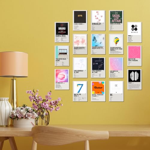 Image of K-Pop Posters | K-Pop Song Posters Pack of 18 (14.8 x 10.5 cm) 300 GSM | Minimalist Poster Set | Living Room Decor | Pinterest Wall Poster | Aesthetic Wall Collage Kit | K-Pop Photocards