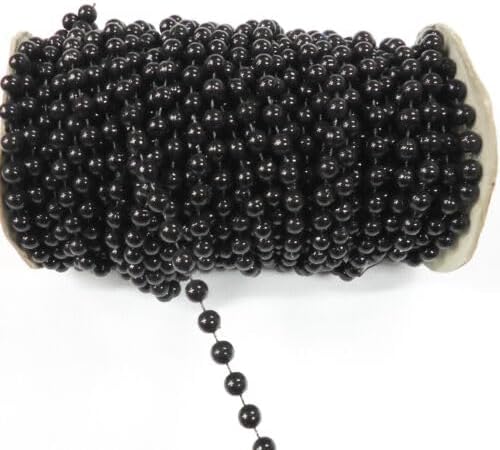 10 Yards Beaded Pearl Trim Strand 8mm Wide Black Fabric