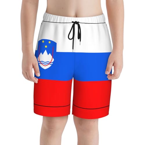 Flag of Slovenia Youth Beach Pants, Soft and Breathable, with Drawstring Waist, Suitable for Sports and Leisure.3