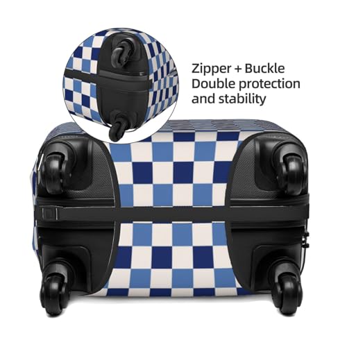 VOSERY Luggage Cover Protector Suitcase Cover - Blue and White Plaid High Elasticity Suitcase Covers Protector for Luggage (No Luggage)3