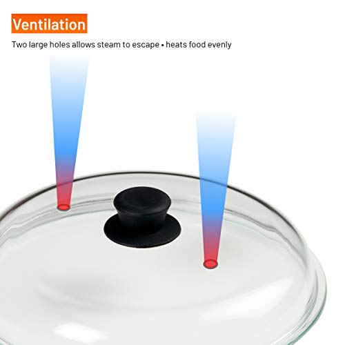 Bezrat Microwave Glass Plate Cover | Splatter Guard Lid with Easy Grip Silicone Handle Knob | 100% Food Grade | BPA Free and Dishwasher Safe | Fits Plates and Bowls 11 x 2 inches (Black) - Thumbnail 5