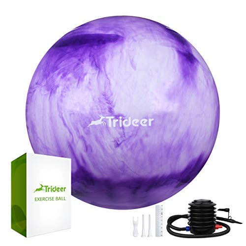 Trideer Yoga Ball - Exercise Ball for Workout pilates Stability - Anti-Burst and Slip Resistant for physical therapy, Birthing, Stretching & Core Workout, Office Ball Chair, Flexible Seating, Home Gym