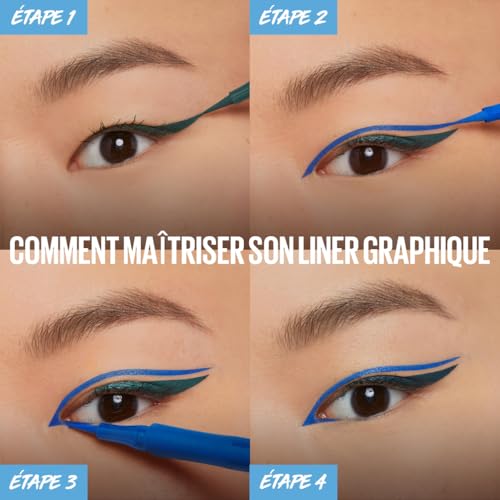Maybelline New York - Eyeliner Ultra-Précis - Pointe Précision - Tenue 24H - Sans Transfert - Hyper Precise Eyeliner - 720 Cobalt