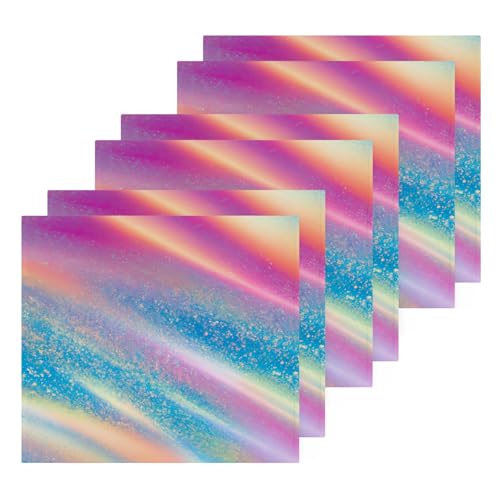 YANENDIE Pastel Holographic Pattern Washcloths Towels, Highly Absorbent and Soft Cotton Face Cloths, 6 Pack Quick Dry Wash Cloths - 12 X 12 Inches
