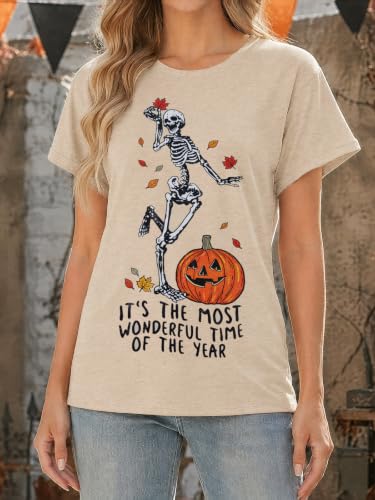 Womens Halloween Print Short Sleeve T-Shirts Crew Neck Summer Tee Tops - image 3