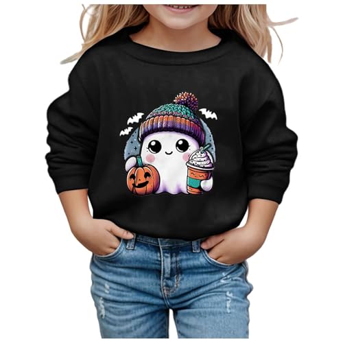 Sweat-shirt enfant Halloween col rond générique en coton doux pour fille et garçon