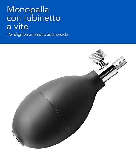 AIESI® Ersatz-Inflator für manuelles Aneroid-Blutdruckmessgerät, komplett mit Schraubhahn, Latexfrei, Garantie 24 Monate
