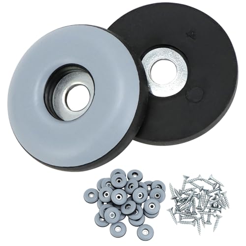 QWORK® 32 Pieces Furniture Sliders, 25mm Furniture Slider with Stainless Screw, for Chairs Tables, Sofas, Grey