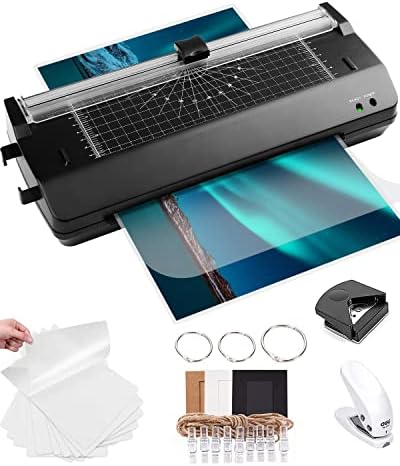 Laminator A4, 7 in 1 Thermal and Cold Laminator Machine A4 A5 A6 with 20 Laminating Pouches for Office, School and Home(Black)