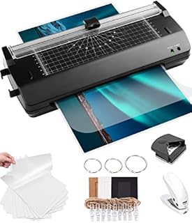 Laminator A4, 7 in 1 Thermal and Cold Laminator Machine A4 A5 A6 with 20 Laminating Pouches for Office, School and Home(Black)