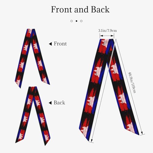 Cambodian Flag Abstract Art Women'S Luxury Satin Silk Scarf for Hair Neck Purse - Soft Lightweight Sun Protection Bandana Accessory with Glossy Finish for Summer Handbag Decoration4