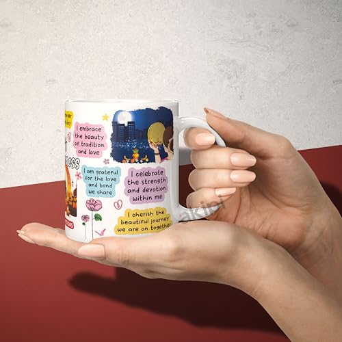 Image of Cup of Togetherness - Karva Chauth Mug Design with Positive Affirmations, Celebrate Love, Devotion & Unity ARM731 11oz Ceramic Coffee /Tea Cup