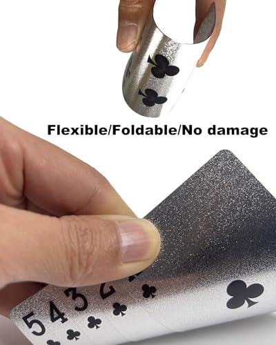 Luxus-Pokerkarten, 54 Karten, silberfarben, wasserfest, holografisches Muster, Premium-Finish – Bild 6