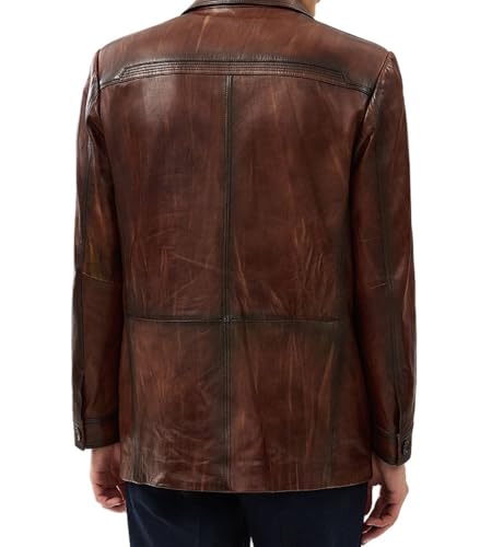 Yolo Jackets Men's Soft Italian Genuine Lambskin Vintage Brown Blazer - Cowboy Western Style Leather Blazer Sport Coat Men3