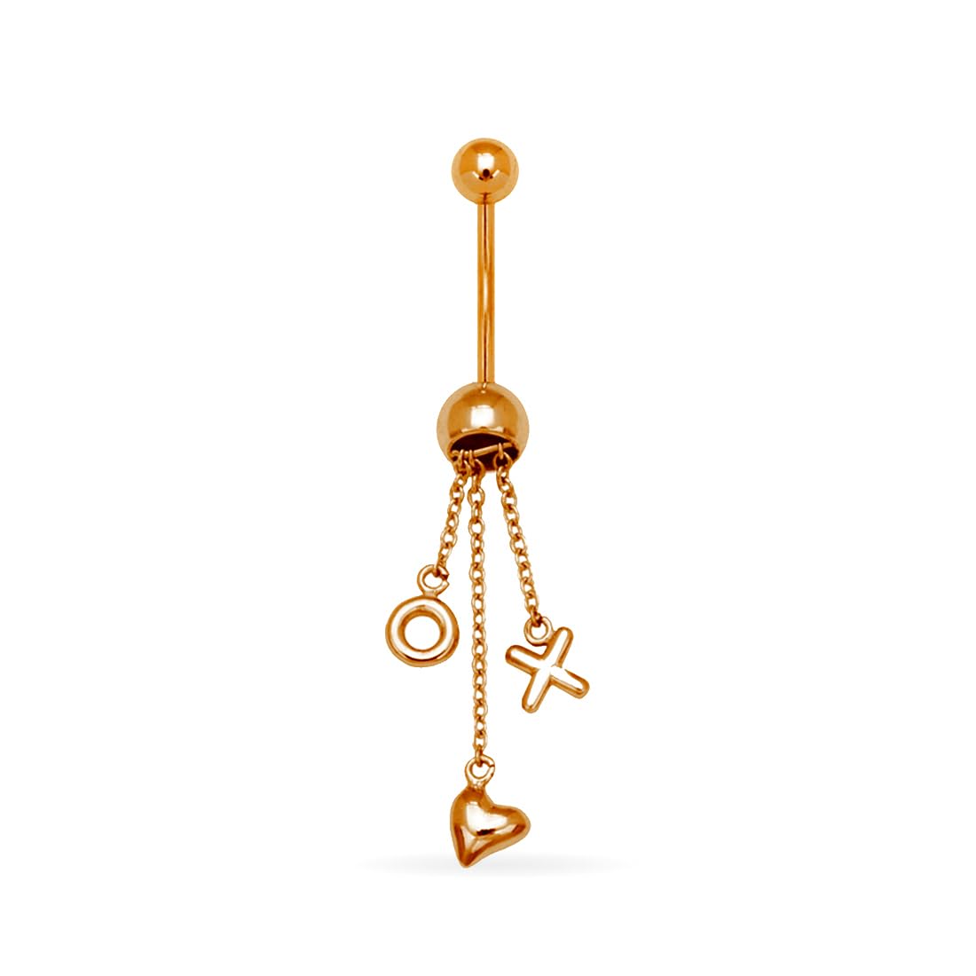 Bauchnabelpiercing aus 14 Karat Gelbgold, 14 Gauge, baumelnder Stern, religiöser Glaube, Kreuz und Kreis, Körperschmuck, Bauchnabelring, Maße: 45 x 14 mm, Schmuck für Damen, 4.50, Metall Gelbgold
