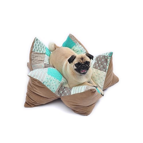 Aumüller Sternenkissen Patchwork Grün - 85 cm - Liegekissen für Hunde und Katzen