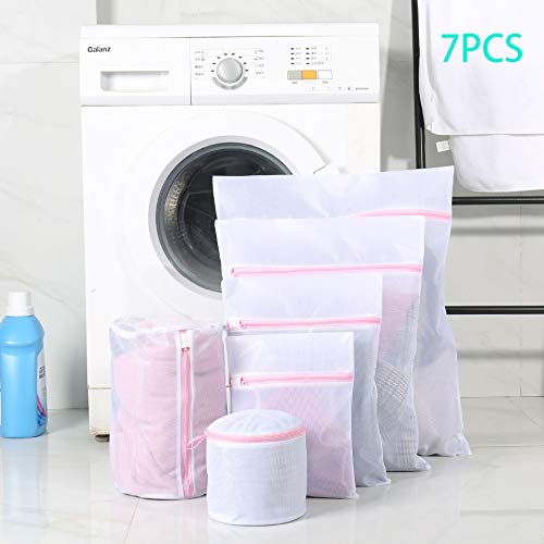 Preisvergleich Produktbild 7 Stück Wäschenetz, Wäschesack Wäschetasche für Waschmaschine, dauerhaftmit Reißverschluss Set Waschbeutel für empfindliches, Bluse, Strumpfwaren, BH, Unterwäsche, Socken mit Reißverschluss (7 set)