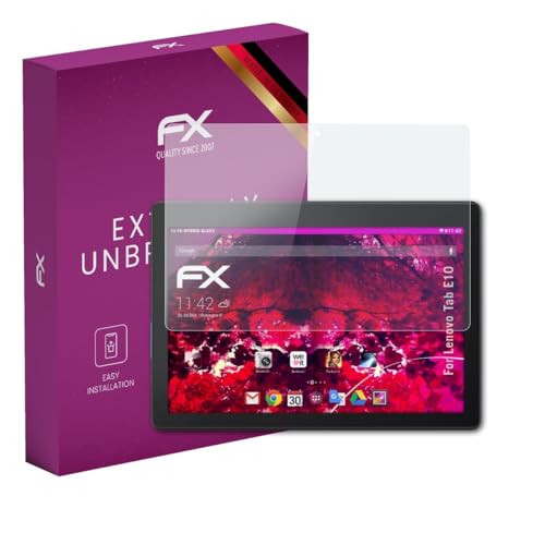 atFoliX Lámina Protectora de plástico Cristal compatible con Lenovo Tab E10 Película Vidrio, 9H Hybrid-Glass FX Protector Pantalla Vidrio templado de plástico