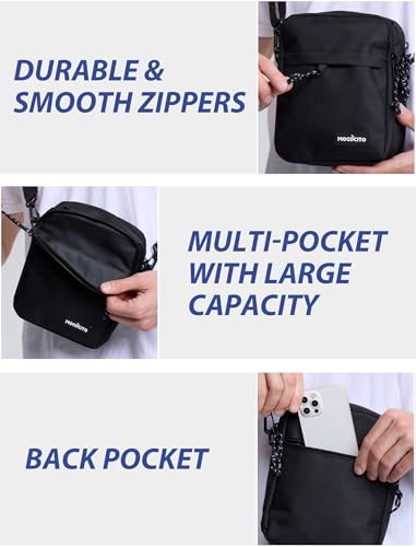 MOCOCITO Umhängetasche, Schultertasche für Herren, Kuriertasche aus Nylon, Messenger Bag für Tägliches Leben Reise(Groß-Schwarz)