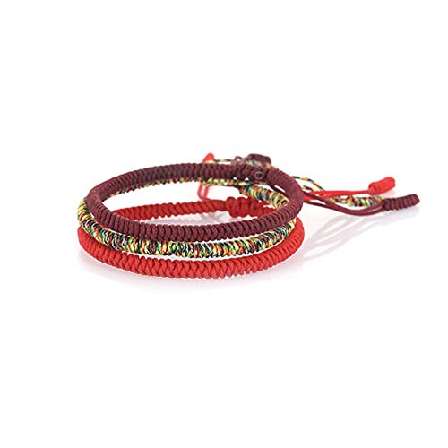 GoodchanceUK - Pulsera trenzada con nudo de diamante, 3 unidades, ajustable, de tejido tibetano, para hombre y mujer Cover