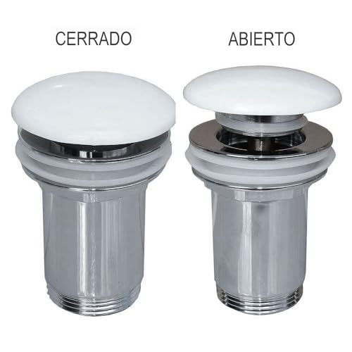 Miniatura 3 de Kibath 215171 - Válvula Clic Clac De Porcelana Blanca, Universal, Compatible Con La Mayoría De Lavabos, Fabricada En Latón, Cromo Brillo, Talla Única 6.6 X 6.6 X 15 Cm