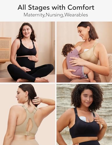 Image of HOFISH Womens Seamless Maternity Sleep Bras Breastfeeding Everyday Bra 3 Pack