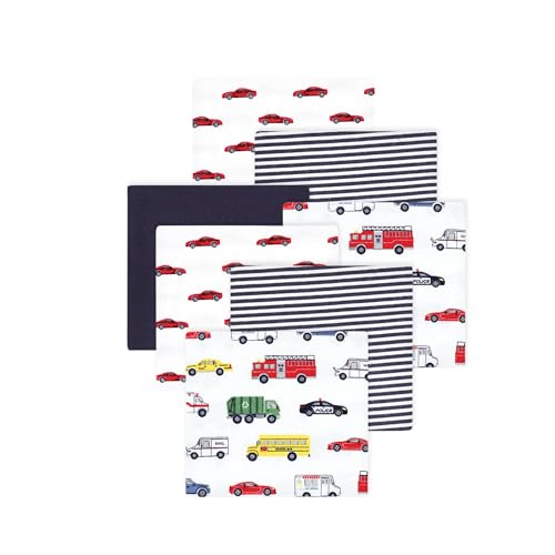 Little Treasure Hudson Baby Cotton Poly Flannel Receiving Blankets Multipack, Multicolor Going Places, 30x30 inches