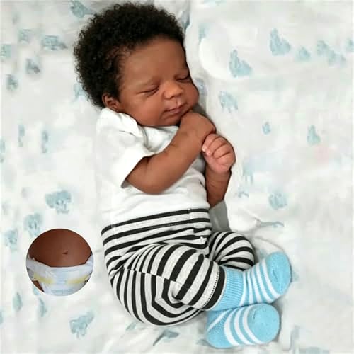 Muñeco Reborn Bebé 18 Pulgadas Negro Realista miniatura 2