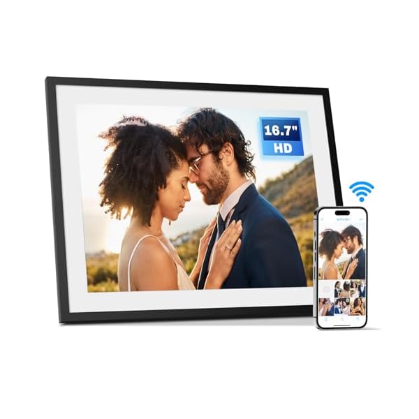 16.7 Inch Extra Large Digital Picture Frame WiFi 32GB, Electronic Photo Frame HD Touch Screen, Motion Sensor, Instantly Share Photos/Videos via App & Email Gift for Mom