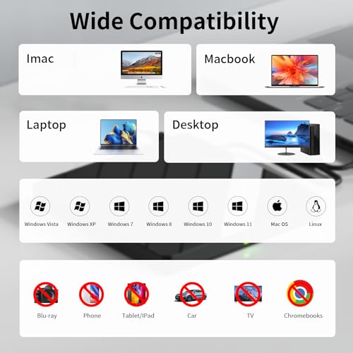Alxum External CD Drive-Type-C USB 3.0 Portable DVD/CD RW ROM Burner with SD/TF Slot&USB Ports CD 24X DVD 8X Super Fast Speed DVD Reader for Laptop/Windows/Linux/Vista/Imac/Macbook Deep Black-T040A - Image 5