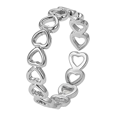 shiYsRL Exquisite Jewelry Ring Love Rings Fashion Women Hollow Love Heart Stacking Thumb Finger Ring Wedding Jewelry Gift Wedding Band Best Gifts for Love with Valentine's Day - Silver Cover