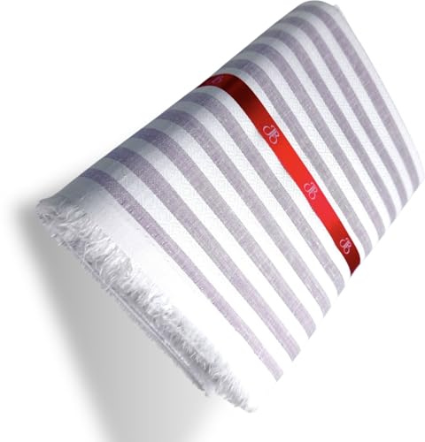 Image of JHABAK'S Unstitched Striped Shirt Fabric for Men - Cotton Linen Blend Lining Material - Shirt and Kurta Piece Cloth