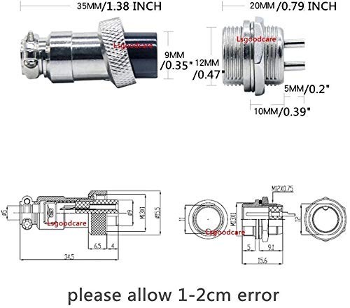 Kit de conectores GX12-3 macho y hembra metal 3 pines 12MM miniatura 4