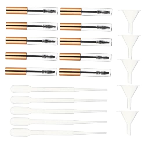 POPETPOP 20 piezas Kit de Tubos Vacíos para Máscara de Pestañas DIY con Embudos y Pipetas de Transferencia Envases Portátiles para Crema de Pestañas Ligeros y Seguros para Maquillaje y