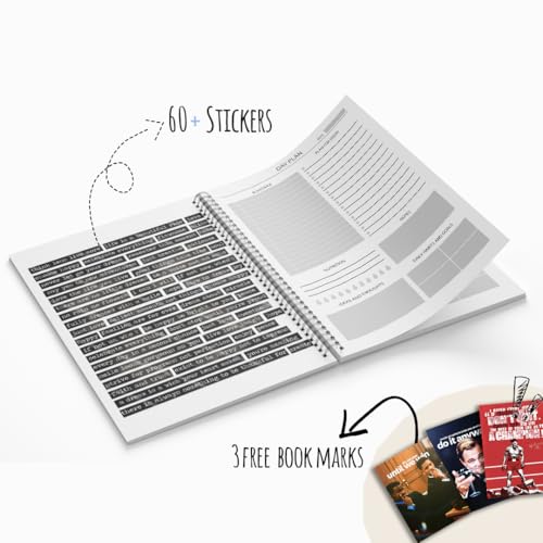 Image of Zenithink Daily Planner Undated KIT with 3 Bookmarks | 60+Stickers - 350gsm A5 Size Hard Bound, 80 GSM - 164 pages | Day | Weekly | Monthly Pages ( Motivational Wake Up - Daily Planner Get Things Done) | 4 Months