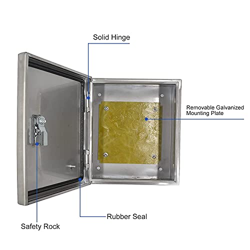 304 Stainless Steel Electrical Junction Box, Diy Ip64 Waterproof Metal Project Outlet Box, Indoor/Outdoor Control System Dust Proof Enclosure With Lock (304L-15.7"X 11.8"X 5.5") #TOP1
