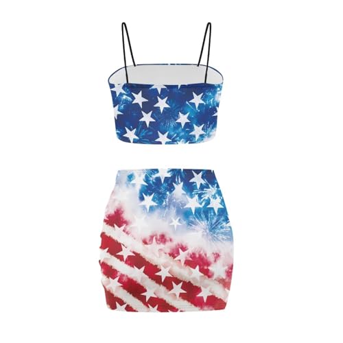 Image of 2025 Sexy Spaghetti Strap Crop Tops and Bodycon Skirt Casual 2 Piece Set S-4XL