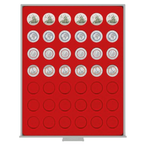 Écrin LINDNER Das Original 42 alvéoles ronds de 27.5 mm pour numismate exigeant
