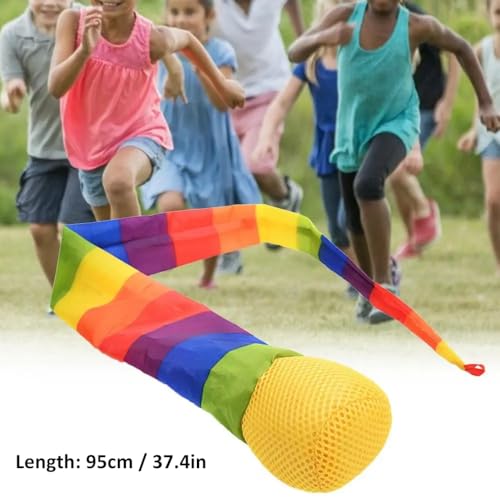 yeemeen Schweifball Kinder, 4Pcs Kometenball, Ball Regenbogen Schweif, Catch Tail Ball Sicher für den Außen- und Innenbereich, Geschicklichkeitsspiel für Kinder, Fangen und Werfen