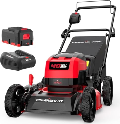 Image of 40V Cordless Lawn Mower 17 inch Walk Behind Mower, 3-in-1 Brushless Push Electric Lawn Mower with 4.0Ah Battery & Charge, 46L Grass Bag, 6 Adjustable Cutting Heights, for Garden /Patio /Yard /Lawn