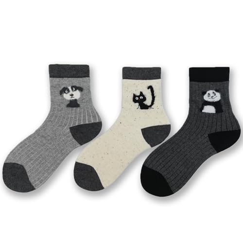 Image of Women's Crew Socks Cute Bear Cat Floral Soft Fancy Socks Gifts for Women