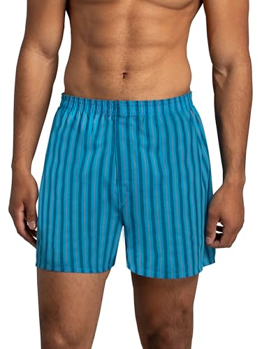 image for Fruit of the Loom Men's Tag Free Woven Boxer Shorts, Relaxed Fit, Mois