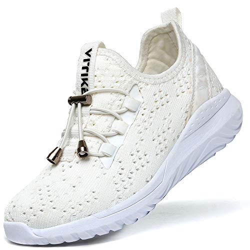 VITIKE Kids Cool Running Shoes Grade School Boys Girls Fashion Athletic Sports Sneakers Airwalker/White, Little Kid 13