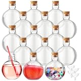 Jinei 15 Packs Plastic Potion Bottles with Cork, Wooden Cork, Wood Color