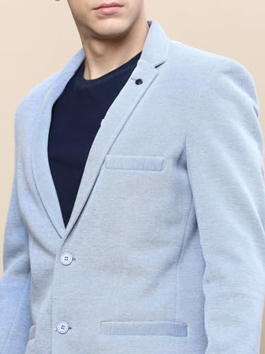 Image of SHOWOFFFF Men Solid Single Breasted Party Blazer | Notched Lapel Full Sleeves Cotton Blazer's for Mens | Slim Fit Regular Length Blazers for Men's
