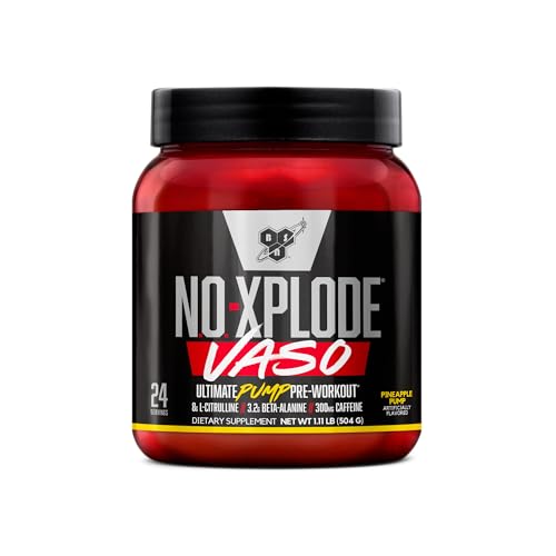 Image of BSN N.O.-XPLODE Vaso Pre Workout Powder with 8g of L-Citrulline and 3.2g Beta-Alanine and Energy, Flavor: Pineapple Pump, 24 Servings