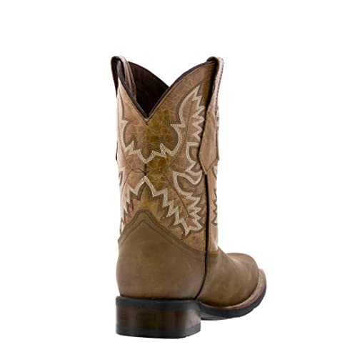 Texas Legacy Mens Sand Western Leather Cowboy Boots Rodeo Saddle Square Toe4