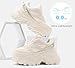 LUCKY STEP Women's Glitter Chunky Sneakers Breathable Mesh Dad Sneakers Fashion Casual Sparkly Bling Walking Shoes(8 M US Beige)