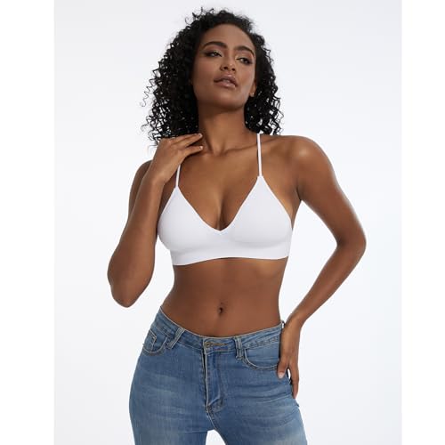 Image of Seamless Bra for Women Low Back Bralette Wirefree Spaghetti Bra with Padded Removeable